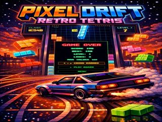 【PIXEL DRIFT RETRO TETRIS】ゲームのサムネイル画像