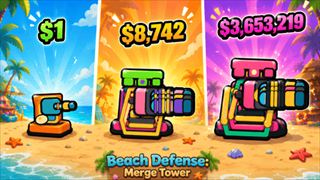 Beach Defense: Merge Tower：ゲームのサムネイル画像